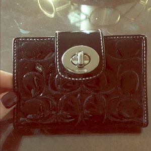 EUC Authentic patent leather black coach wallet